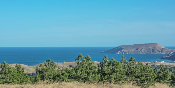 View of the Koktebel Bay of the Black Sea and Mount Karadag