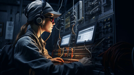 Operator working. Generative AI.