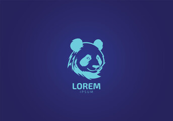 panda logo vector icon template on blue background