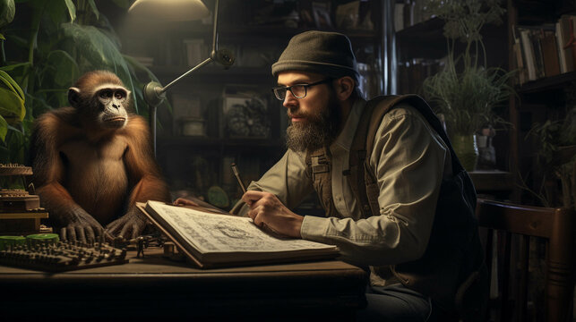 zoologist man working. Generative AI.
