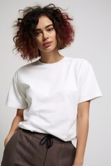 Obraz premium a pakistanese woman wearing a unicolor white unisex t-shirt 
