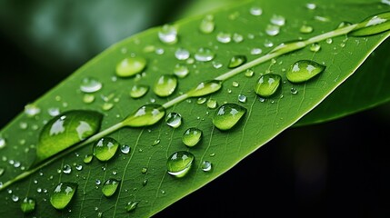 Water drop on leaf isolated on white background macro : Generative AI