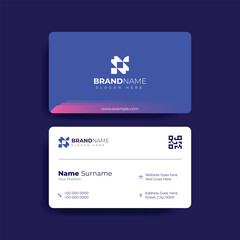 Blue Background Pink Shade Modern Minimalist Business Card Design Template
