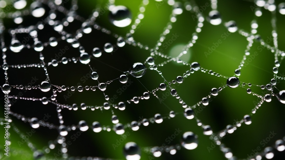 Fototapete the spider web with dew drops. abstract background : generative ai