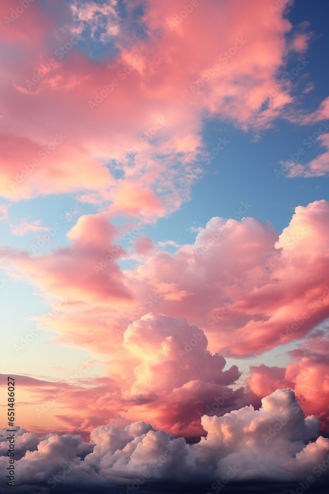 Poster Abtract​ background texture of pastel sky and cloud in evening, use for advertising and put object on it for advertising work : Generative AI