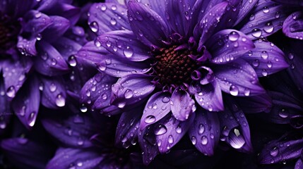 Purple flower petals with water drops on it. Close up : Generative AI