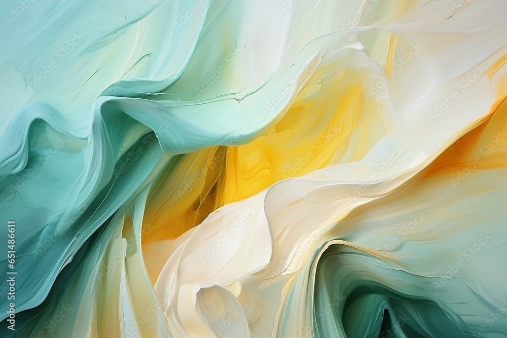 Poster abstract art background. oil painting on canvas. green and yellow texture. fragment of artwork. spot