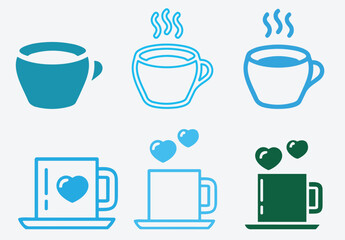 coffee cup icon set illustration. cup a coffee sign and symbol