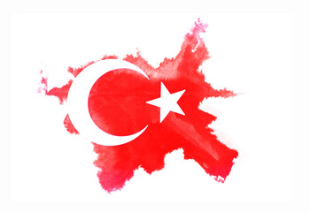 Illustration of the Republic of Turkey Flag with paint effect on a white background