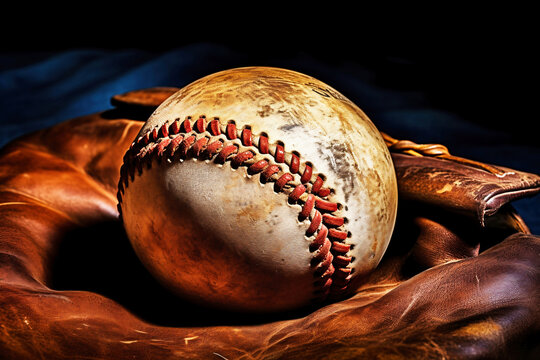 Photo of a baseball glove with a baseball inside