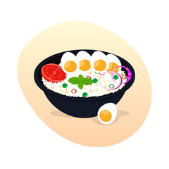 illustration of indian egg biriyani bowl