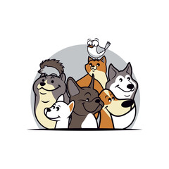 Dog and family icon vector