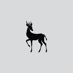 Deer vector silhouettes, black and white vector icon