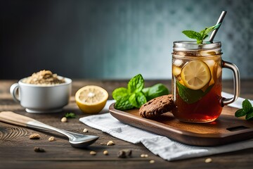 cup of tea with lemon and mint