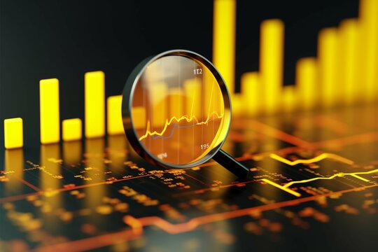 Yellow background highlights financial report, emphasizing growth with graphs
