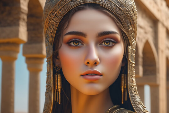 princess of babylon The beautiful Babylonian queen in the hanging gardens of Babylon. Tower of Babel and the beautiful queen.