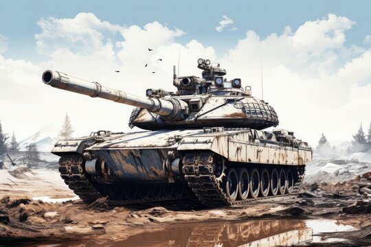T-90 Tank: Powerful Military Vehicle in Action, AI Art Generator