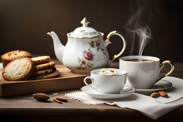 Obraz na płótnie Canvas cup of tea and cookies