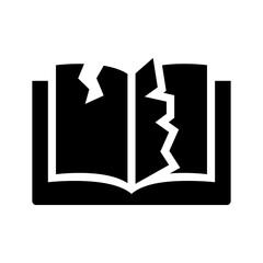 teared book glyph icon illustration vector graphic. Simple element illustration vector graphic, suitable for app, websites, and presentations isolated on white background