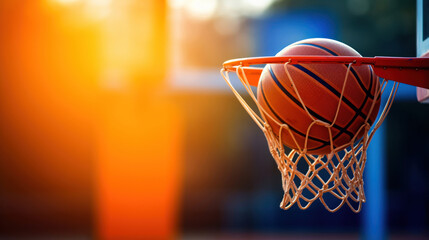 Basketball going through a hoop