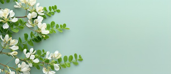 White acacia standing alone on isolated pastel background Copy space part of the herbal medicine collection