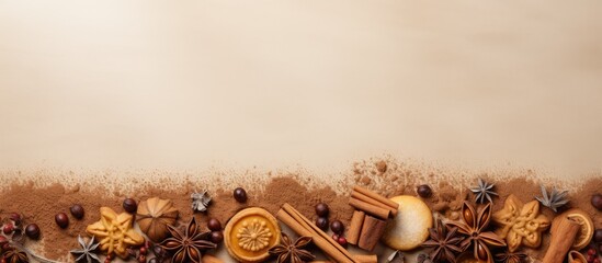 flavorful spices isolated pastel background Copy space