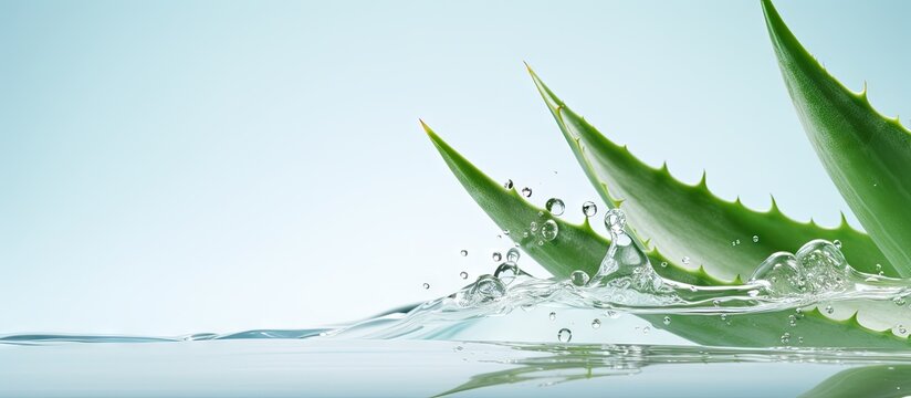 Sliced Aloe Vera on a isolated pastel background Copy space
