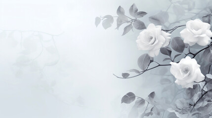 illustration with white flowers, template for invitation, ai