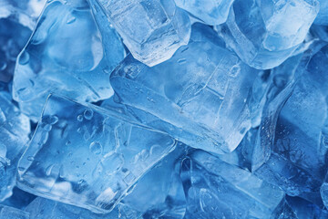 Obraz premium Close up shot of blue ice cubes in water for cooling