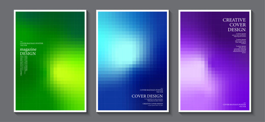 Cover designs pixels mosaic gradient colorful graphic design pattern with space for your text. Concept design for posters and brochures. Vector Illustrator EPS