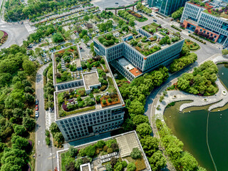Aerial photography of modern cities, green cities, ecological cities - Powered by Adobe