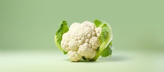 Fresh cauliflower cabbage vegetable on a isolated pastel background Copy space