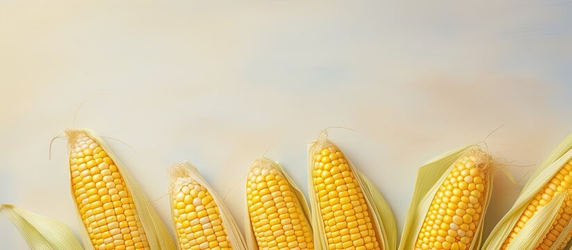 copy space image of with isolated yellow corn seeds