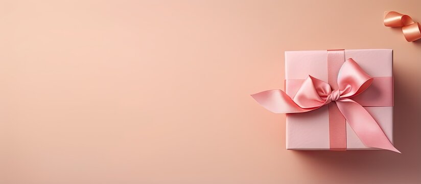 A photographed studio image of a wrapped gift isolated pastel background Copy space