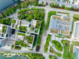Aerial photography of modern cities, green cities, ecological cities