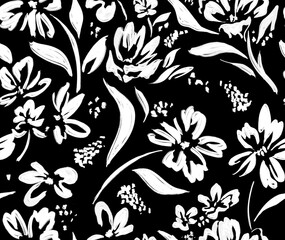 Seamless flower pattern. Leaves background. Abstract elegance pattern.