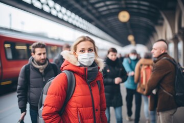 Passengers in Masks on Public Transit