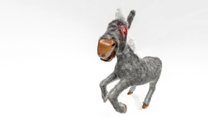 Illustration for US presidential election 2024. Election day. Vote 2024. Democratic donkey with vampire eyes.