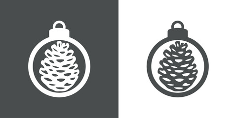 Tiempo de Navidad. Logo pine cone. Silueta de bola de navidad con piña de pino para su uso en invitaciones y felicitaciones