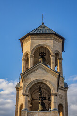Holy Trinity Cathedral of Tbilisi, (known as Sameba Cathedral) on Elia Hill. Bell tower, which stands at a height of 73 meters and has nine bells. Tbilisi, Georgia. 