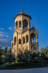 Holy Trinity Cathedral of Tbilisi, (known as Sameba Cathedral) on Elia Hill. Bell tower, which...
