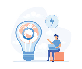 Circular economy, Sustainable economic growth strategy, resource reuse and reduce co2 emission and climate impact, flat vector modern illustration