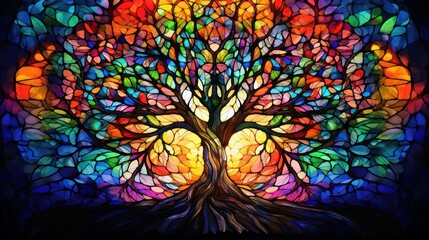 3D colorful tree background