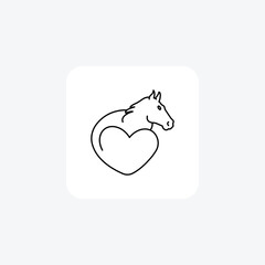 Horse Love Animal Line Style Icon