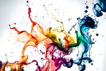 Naklejka premium Ink in water isolated on white background. Rainbow of colors abstract texture background