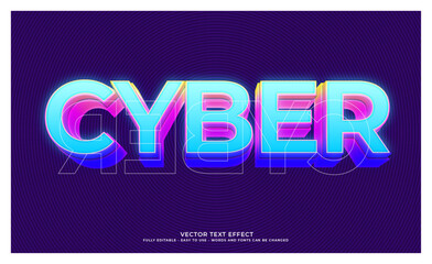 Vector 3d style text effect cyber
