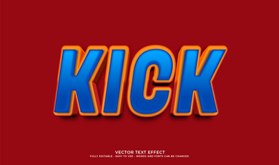 Vector 3d style text effect kick