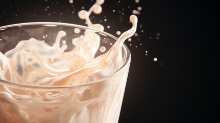 Close up of a glass of milk. Milk in a modern style on a light background. Generative AI