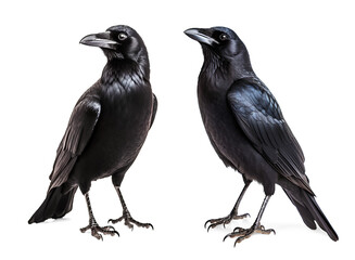 set of crows isolated on transparent png background