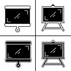 Vector black and white illustration of screen icon for business. Stock vector design.